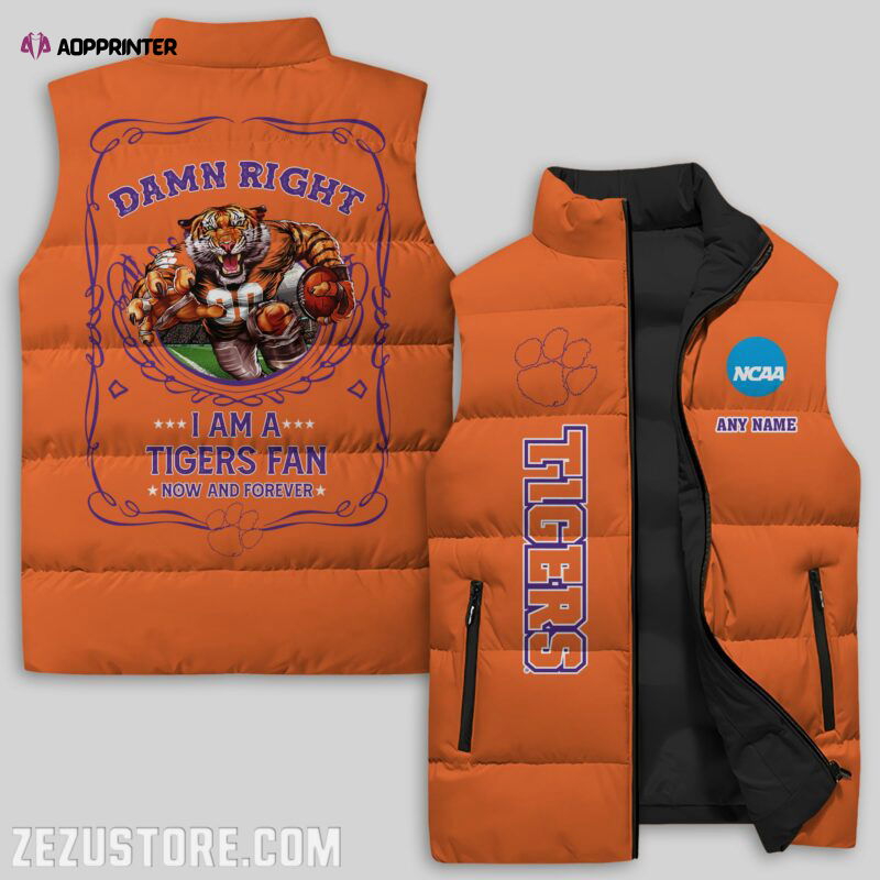 Clemson Tigers NCAA Sleeveless Puffer Jacket Custom For Fans Gifts Clemson Tigers NCAA Sleeveless Puffer Jacket Custom For Fans Gifts