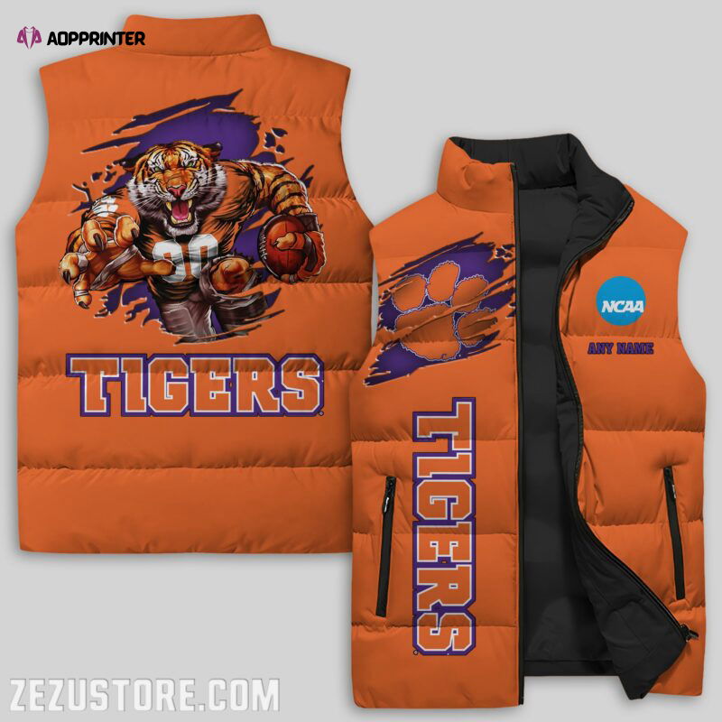Clemson Tigers Sleeveless Puffer Jacket Custom For Fans Gifts Clemson Tigers Sleeveless Puffer Jacket Custom For Fans Gifts