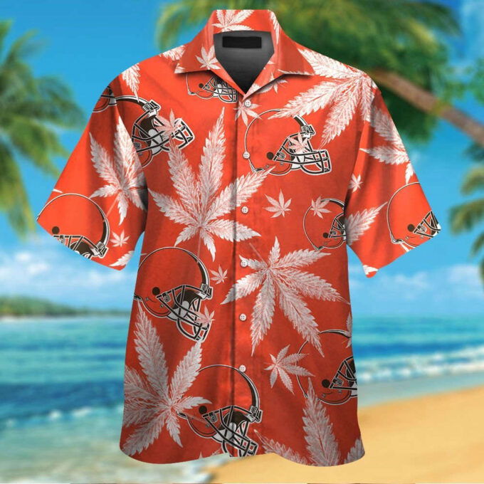 Cleveland Browns Short Sleeve Button Up Tropical Aloha Hawaiian Shirt Set for Men Women Kids MTE025
