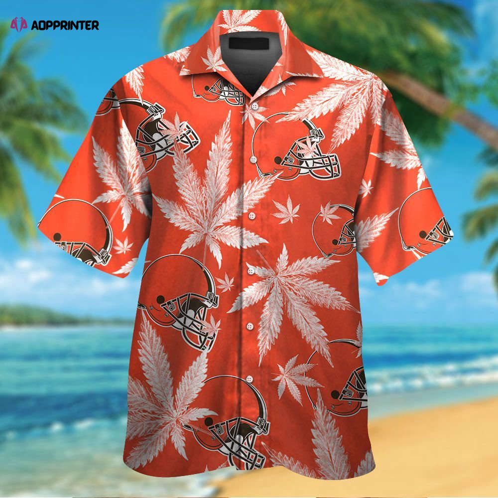Cleveland Browns Short Sleeve Button Up Tropical Aloha Hawaiian Shirt Set for Men Women Kids MTE025 Cleveland Browns Short Sleeve Button Up Tropical Aloha Hawaiian Shirt Set for Men Women Kids MTE025