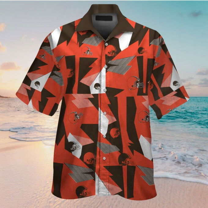 Cleveland Browns Short Sleeve Button Up Tropical Aloha Hawaiian Shirt Set for Men Women Kids MTE03