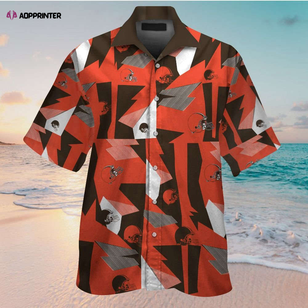 Cleveland Browns Short Sleeve Button Up Tropical Aloha Hawaiian Shirt Set for Men Women Kids MTE03 Cleveland Browns Short Sleeve Button Up Tropical Aloha Hawaiian Shirt Set for Men Women Kids MTE03