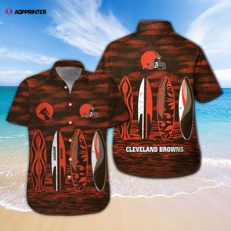 Cleveland Browns Short Sleeve Button Up Tropical Aloha Hawaiian Shirt Set for Men Women Kids MTE031 Cleveland Browns Short Sleeve Button Up Tropical Aloha Hawaiian Shirt Set for Men Women Kids MTE031