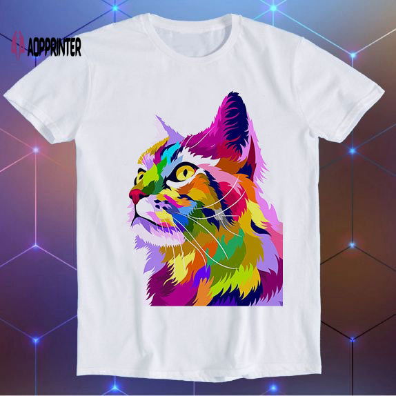 Colorful Cat Cute Animal Cult Movie Cool Funny Gift T Shirt E826 Colorful Cat Cute Animal Cult Movie Cool Funny Gift T Shirt E826