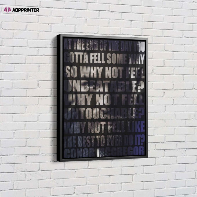 Conor McGregor Text Overlay Poster Mixed Martial Arts Canvas Unique Design Wall Art Print Hand Made Ready to Hang Custom Design