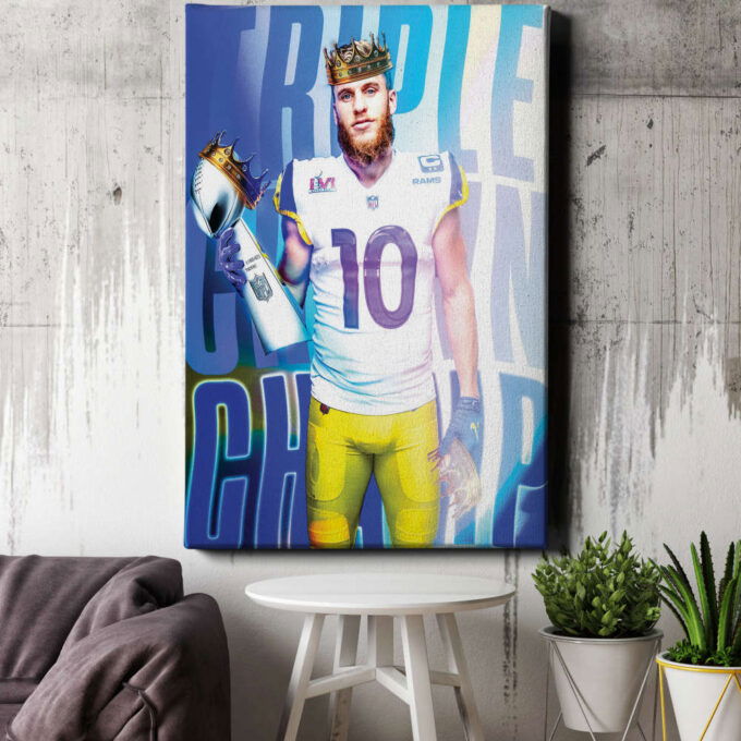 Cooper Kupp MVP Poster Super Bowl LVI Canvas Unique Design Wall Art Print Hand Made Ready to Hang Custom Design