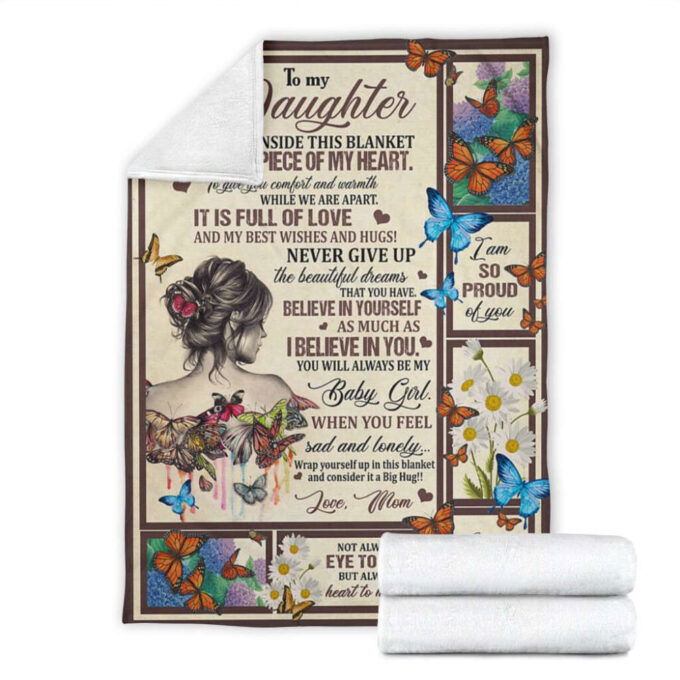 Custom Blanket To My Daughter From Mom a piece of my heart – Sherpa Blanket HC