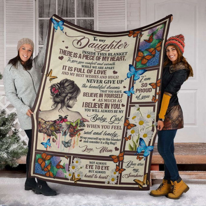 Custom Blanket To My Daughter From Mom a piece of my heart – Sherpa Blanket HC
