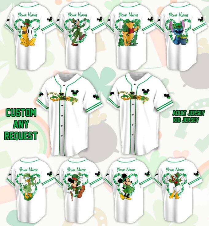 Custom Saint Patrick Day Disneyland Baseball Jersey Personalized Stitch St Patrick Family Vacation Trip Jersey For Baseball Lovers