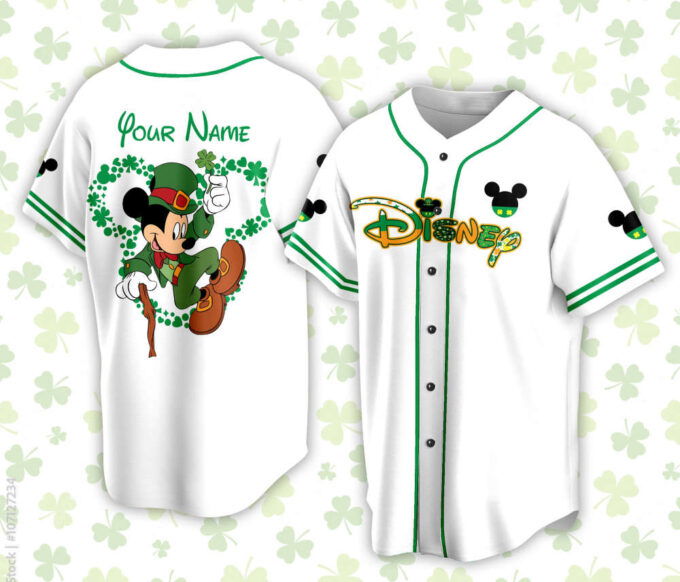 Custom Saint Patrick Day Disneyland Baseball Jersey Personalized Stitch St Patrick Family Vacation Trip Jersey For Baseball Lovers