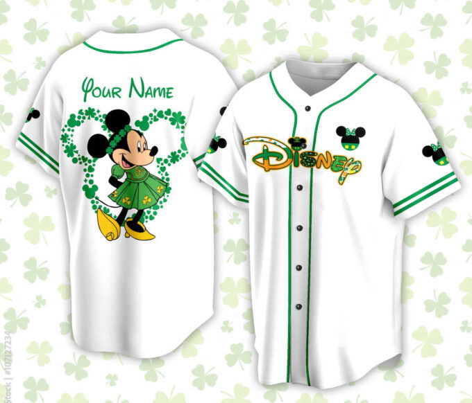 Custom Saint Patrick Day Disneyland Baseball Jersey Personalized Stitch St Patrick Family Vacation Trip Jersey For Baseball Lovers