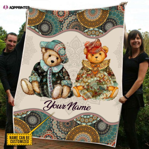 Customized Name Teddy Bear Blanket