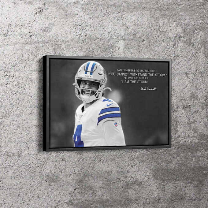 Dak Prescott Quote Poster  Dallas Cowboys Football Canvas Unique Design Wall Art Print Hand Made Ready to Hang Custom Design