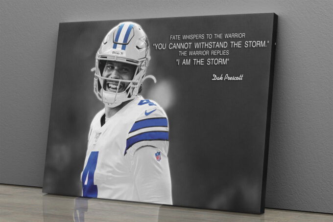 Dak Prescott Quote Poster  Dallas Cowboys Football Canvas Unique Design Wall Art Print Hand Made Ready to Hang Custom Design