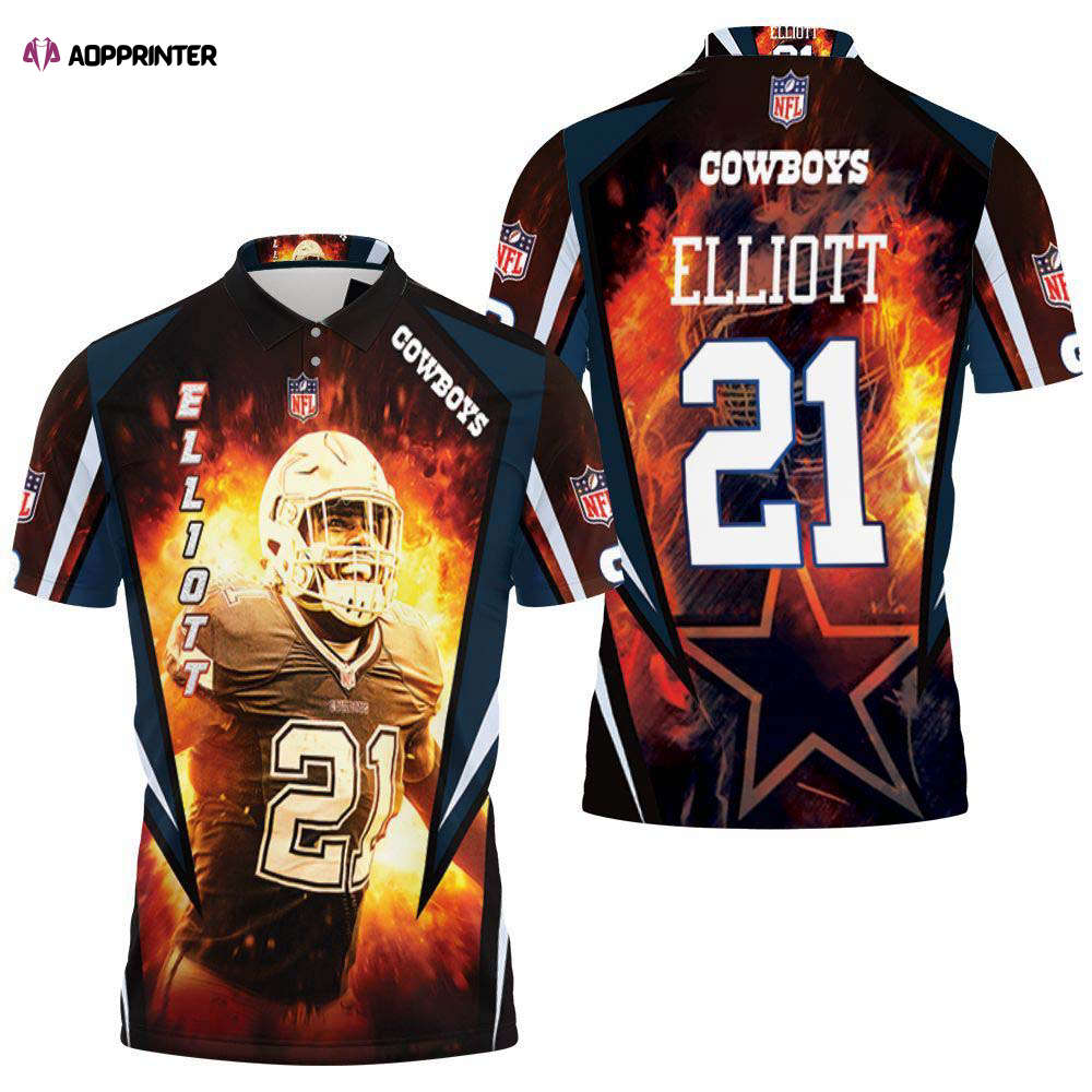 Dallas Cowboys Elliott 21 3D Polo Shirt, Gift For Fan Dallas Cowboys Elliott 21 3D Polo Shirt, Gift For Fan