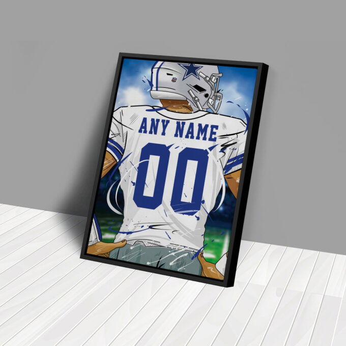 Dallas Cowboys Jersey NFL Personalized Jersey Custom Name and Number Canvas Wall Art  Print Home Decor Framed Poster Man Cave Gift