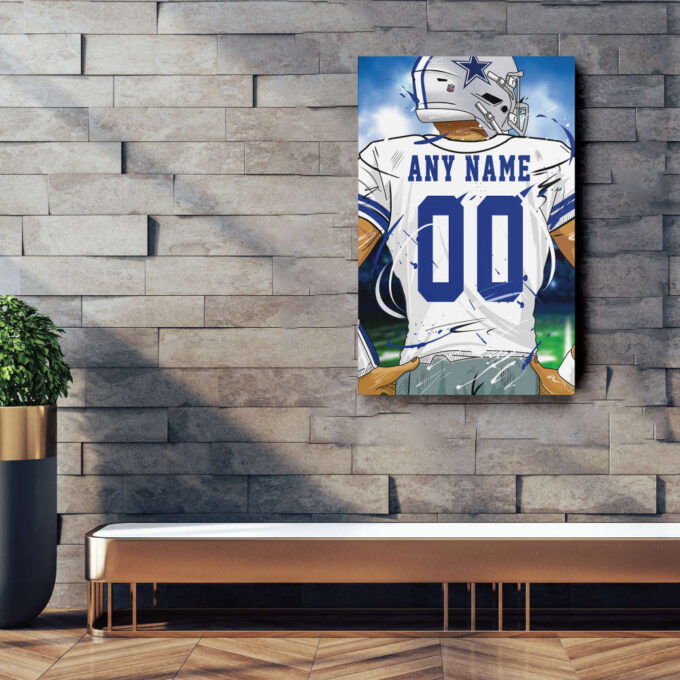 Dallas Cowboys Jersey NFL Personalized Jersey Custom Name and Number Canvas Wall Art  Print Home Decor Framed Poster Man Cave Gift