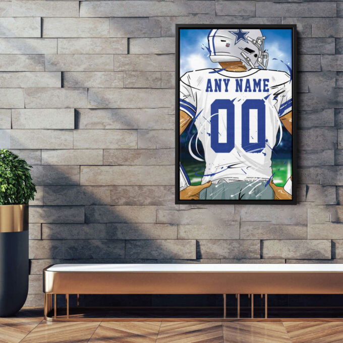 Dallas Cowboys Jersey NFL Personalized Jersey Custom Name and Number Canvas Wall Art  Print Home Decor Framed Poster Man Cave Gift