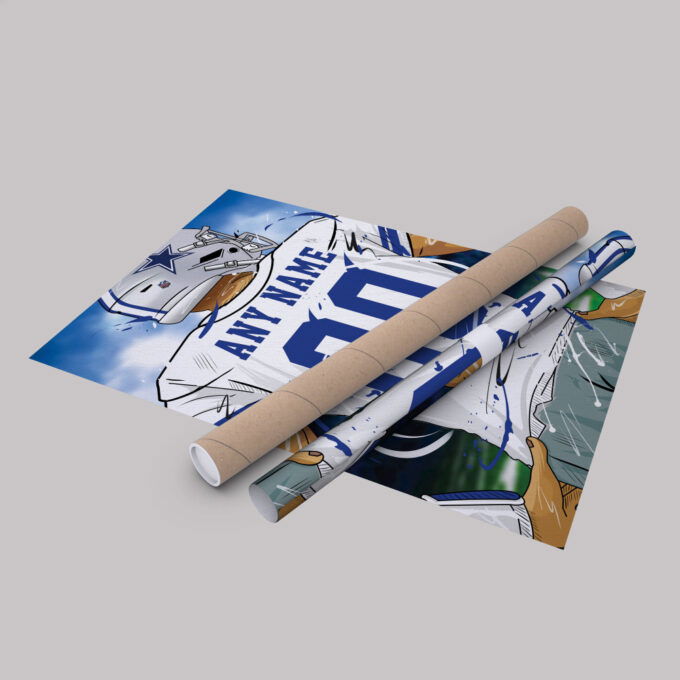 Dallas Cowboys Jersey NFL Personalized Jersey Custom Name and Number Canvas Wall Art  Print Home Decor Framed Poster Man Cave Gift