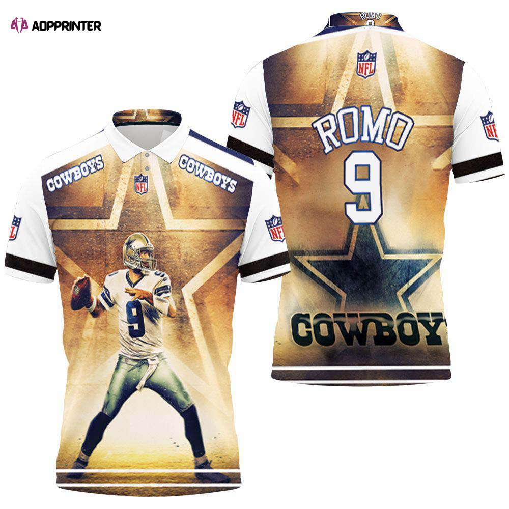 Dallas Cowboys Tony Romo 9 3D Polo Shirt, Gift For Fan Dallas Cowboys Tony Romo 9 3D Polo Shirt, Gift For Fan