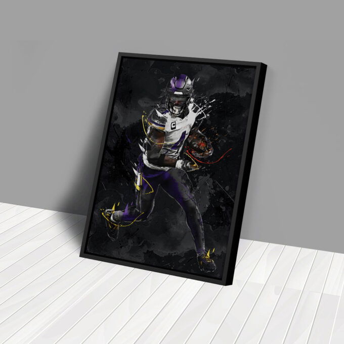 Dalvin Cook Art Minnesota Vikings NFL Canvas Wall Art Home Decor Framed Poster Man Cave Gift