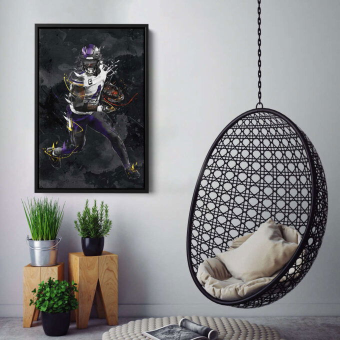 Dalvin Cook Art Minnesota Vikings NFL Canvas Wall Art Home Decor Framed Poster Man Cave Gift