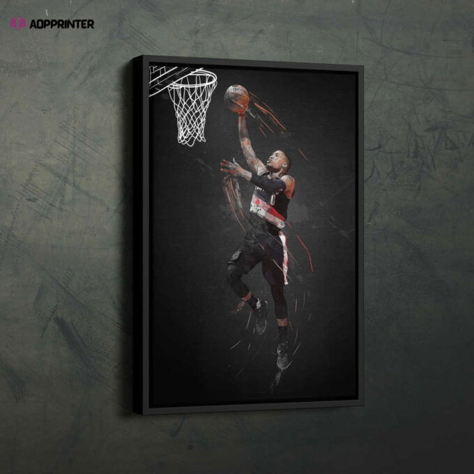 Damian Lillard Art Portland Trail Blazers NBA Wall Art Home Decor Hand Made Poster Canvas Print
