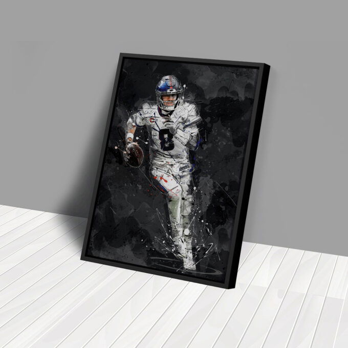 Daniel Jones Art New York Giants NFL Canvas Wall Art Home Decor Framed Poster Man Cave Gift