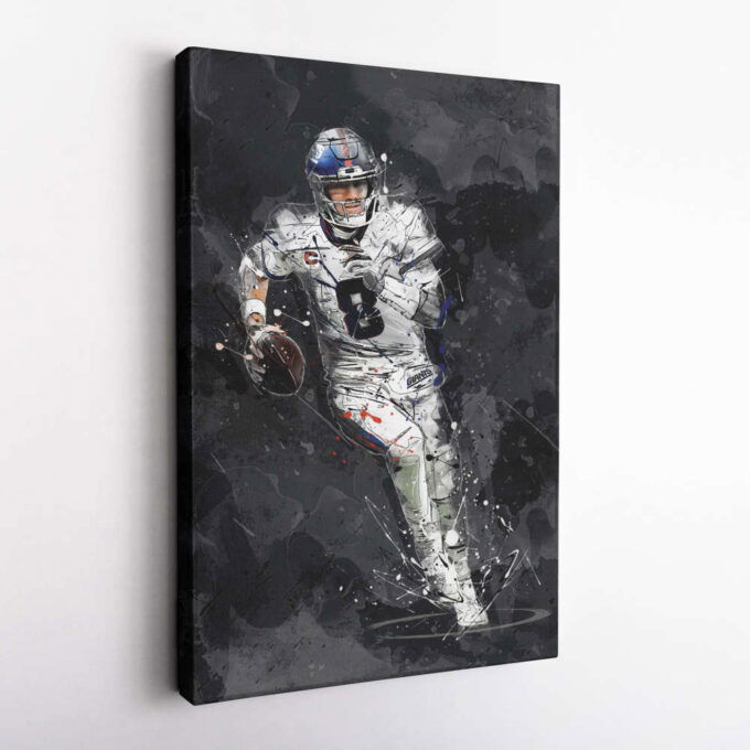 Daniel Jones Art New York Giants NFL Canvas Wall Art Home Decor Framed Poster Man Cave Gift