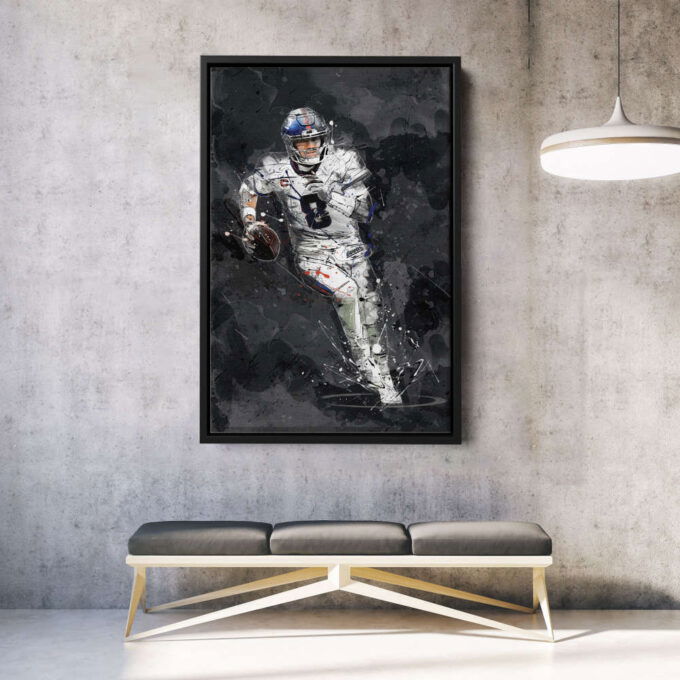 Daniel Jones Art New York Giants NFL Canvas Wall Art Home Decor Framed Poster Man Cave Gift