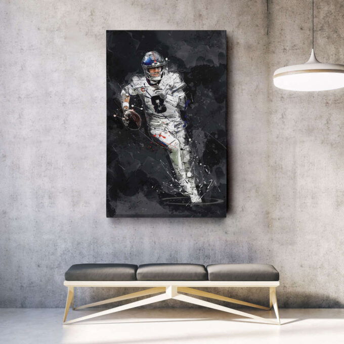Daniel Jones Art New York Giants NFL Canvas Wall Art Home Decor Framed Poster Man Cave Gift