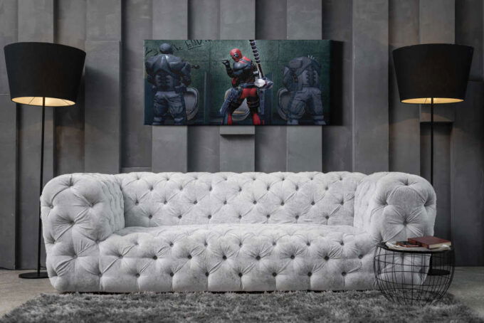 Deadpool Comparing Poster Marvel Comics Canvas Unique Design Wall Art Print Hand Made Ready to Hang Custom Design