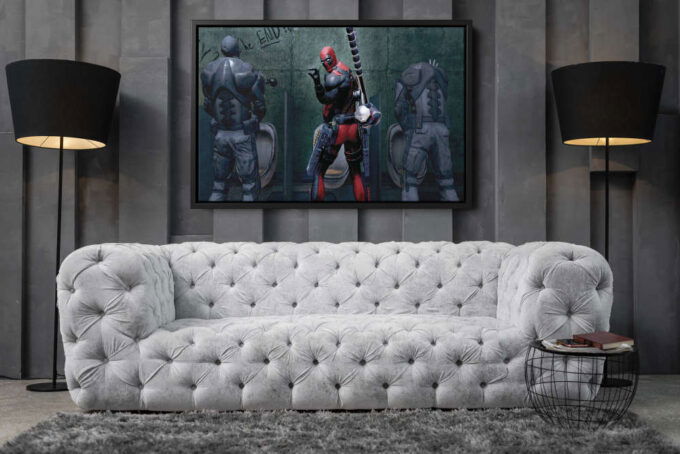 Deadpool Comparing Poster Marvel Comics Canvas Unique Design Wall Art Print Hand Made Ready to Hang Custom Design