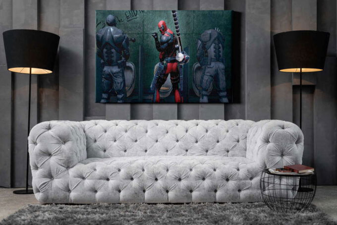 Deadpool Comparing Poster Marvel Comics Canvas Unique Design Wall Art Print Hand Made Ready to Hang Custom Design