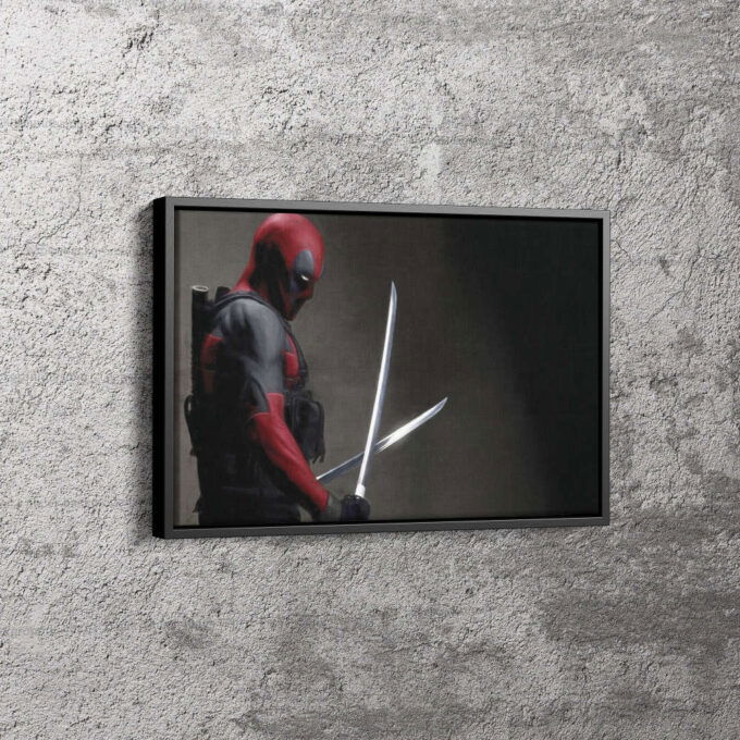 Deadpool Sword Poster Marvel Comics Canvas Unique Design Wall Art Print Hand Made Ready to Hang Custom Design