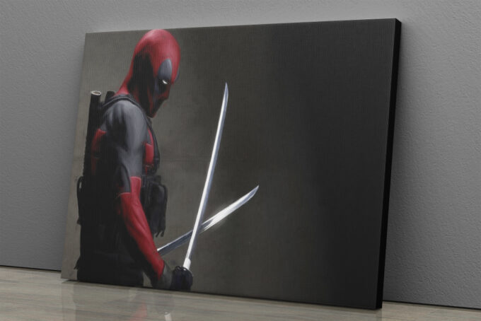 Deadpool Sword Poster Marvel Comics Canvas Unique Design Wall Art Print Hand Made Ready to Hang Custom Design