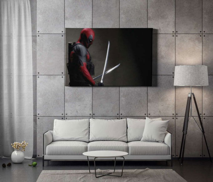 Deadpool Sword Poster Marvel Comics Canvas Unique Design Wall Art Print Hand Made Ready to Hang Custom Design