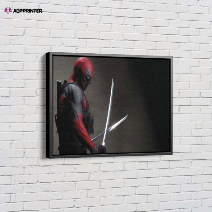 Deadpool Sword Poster Marvel Comics Canvas Unique Design Wall Art Print Hand Made Ready to Hang Custom Design