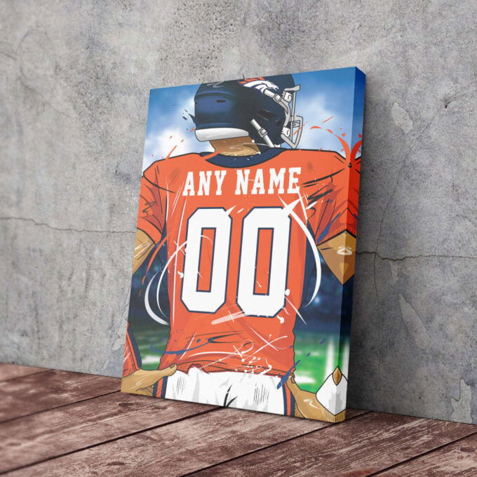 Denver Broncos Jersey NFL Personalized Jersey Custom Name and Number Canvas Wall Art  Print Home Decor Framed Poster Man Cave Gift