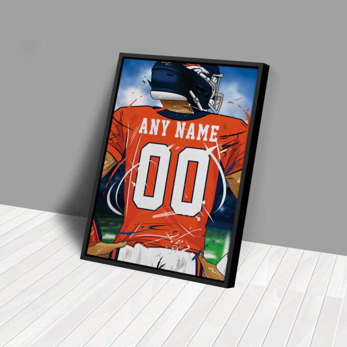 Denver Broncos Jersey NFL Personalized Jersey Custom Name and Number Canvas Wall Art  Print Home Decor Framed Poster Man Cave Gift