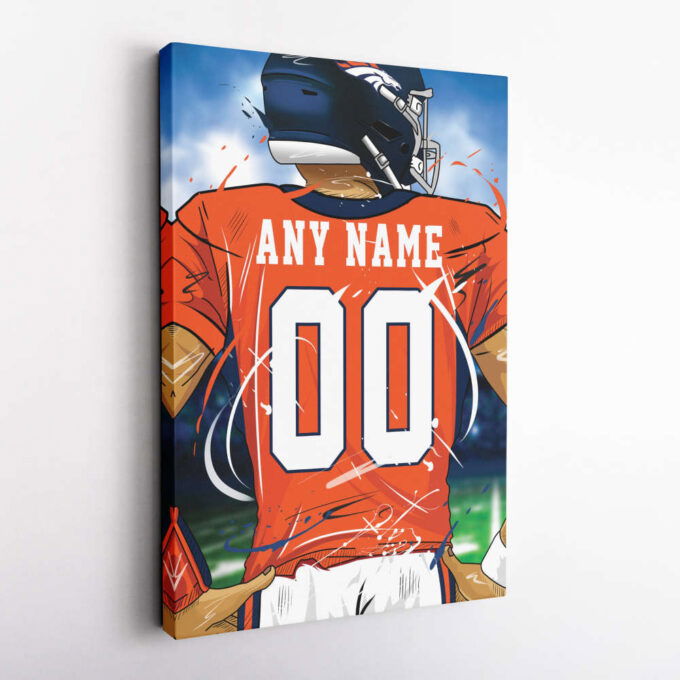 Denver Broncos Jersey NFL Personalized Jersey Custom Name and Number Canvas Wall Art  Print Home Decor Framed Poster Man Cave Gift