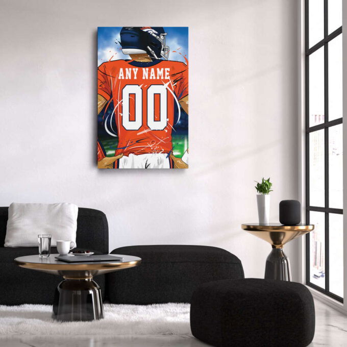 Denver Broncos Jersey NFL Personalized Jersey Custom Name and Number Canvas Wall Art  Print Home Decor Framed Poster Man Cave Gift