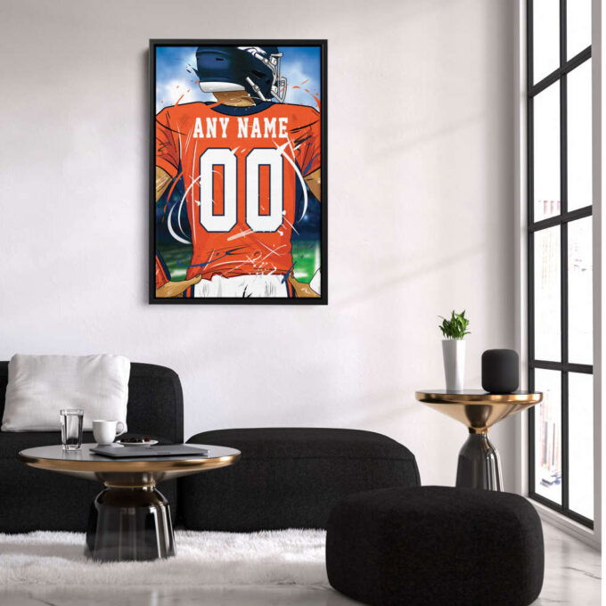 Denver Broncos Jersey NFL Personalized Jersey Custom Name and Number Canvas Wall Art  Print Home Decor Framed Poster Man Cave Gift