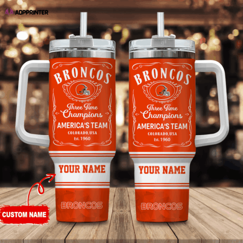 Denver Broncos Personalized NFL Jack Daniel’s 40oz Stanley Tumbler