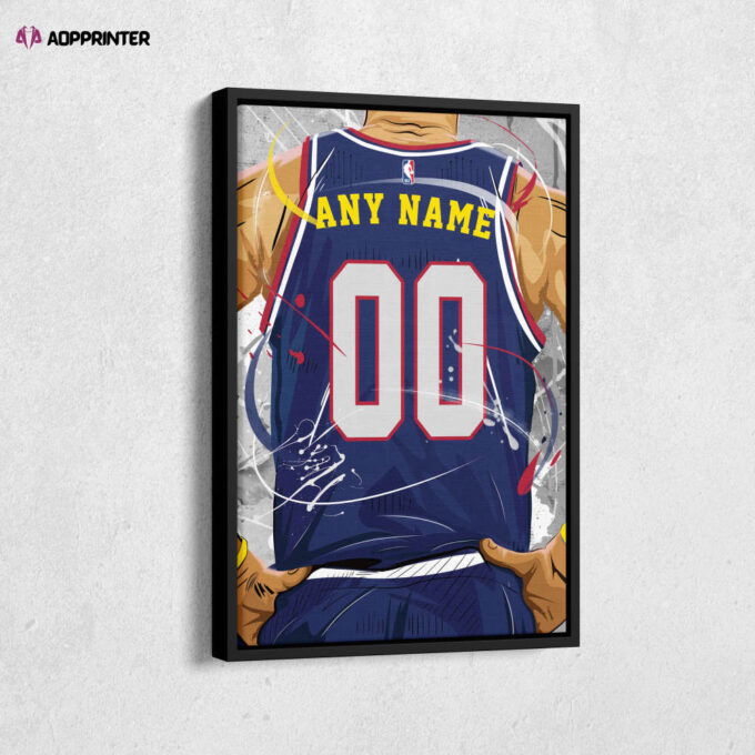 Denver Nuggets Jersey NBA Personalized Jersey Custom Name and Number Canvas Wall Art  Print Home Decor Framed Poster Man Cave Gift