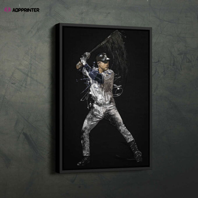 Derek Jeter Art New York Yankees MLB NFL Wall Art Home Decor Hand Made Poster Canvas Print