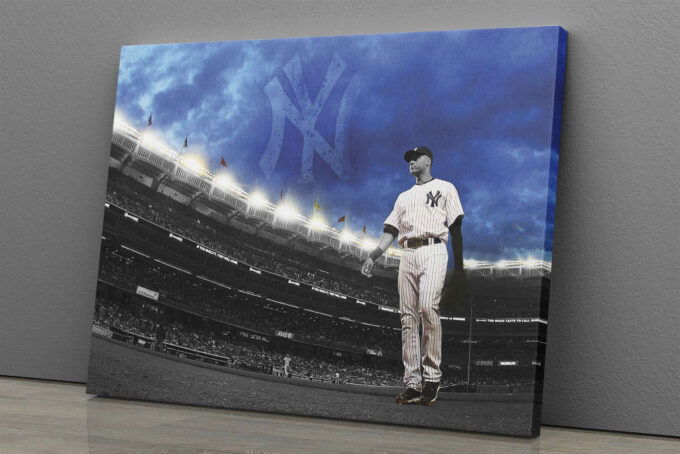 Derek Jeter Poster New York Yankees Crowd Canvas Unique Design Wall Art Print Hand Made Ready to Hang Custom Design