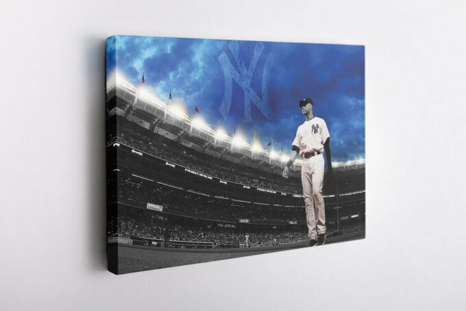 Derek Jeter Poster New York Yankees Crowd Canvas Unique Design Wall Art Print Hand Made Ready to Hang Custom Design