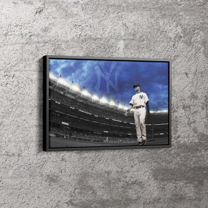 Derek Jeter Poster New York Yankees Crowd Canvas Unique Design Wall Art Print Hand Made Ready to Hang Custom Design