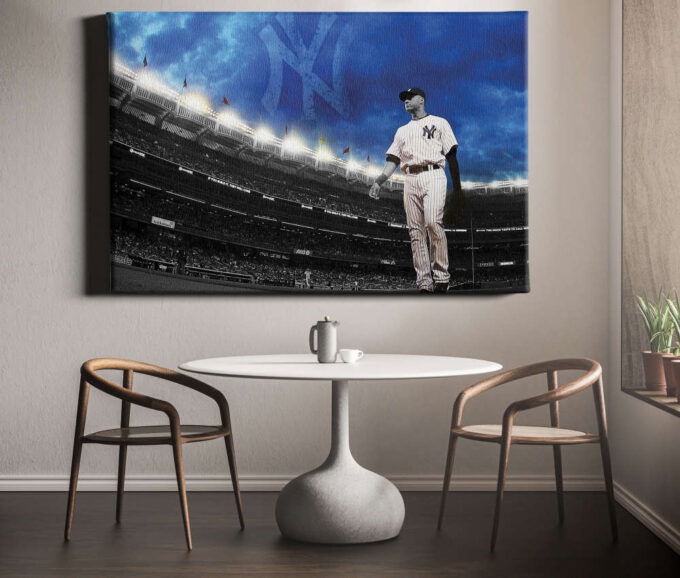 Derek Jeter Poster New York Yankees Crowd Canvas Unique Design Wall Art Print Hand Made Ready to Hang Custom Design